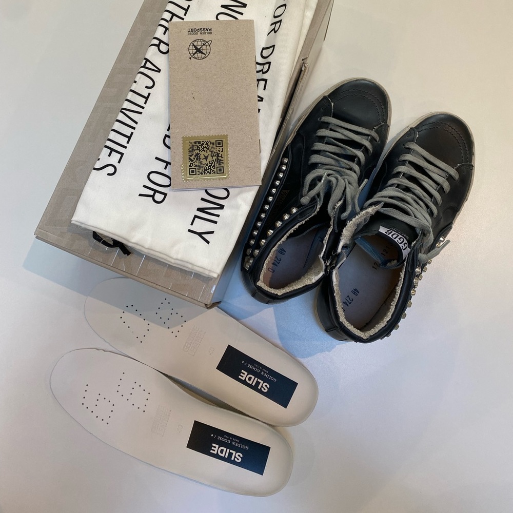 Golden Goose Studded Slide Sneaker in Black sz 40 NIB - Picture 4 of 10